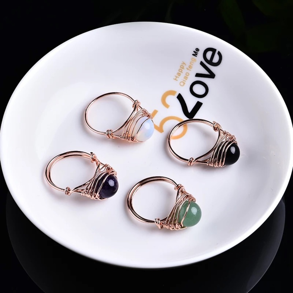 🔴4/$25 bohemian handcrafted gemstone tiger eye ring - Picture 3 of 6